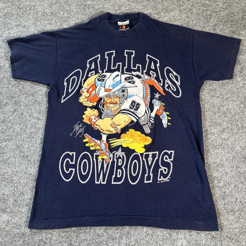 Vintage 1988 Dallas Cowboys Jack Davis Single Stitch Shirt Medium Fits Small 80s
